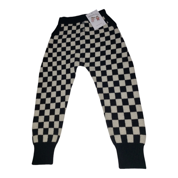 100% Cashmere Checked Square Domino Gingham Jogger Style Unisex Winter Play Pant - Picture 5 of 9